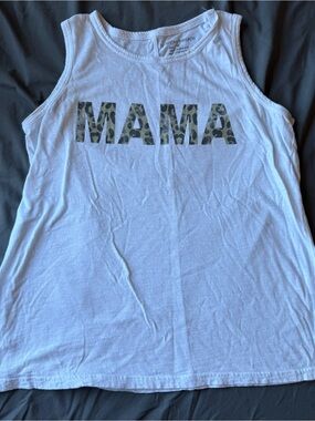 Grayson Threads White Tank Top with Leopard 'MAMA' Print